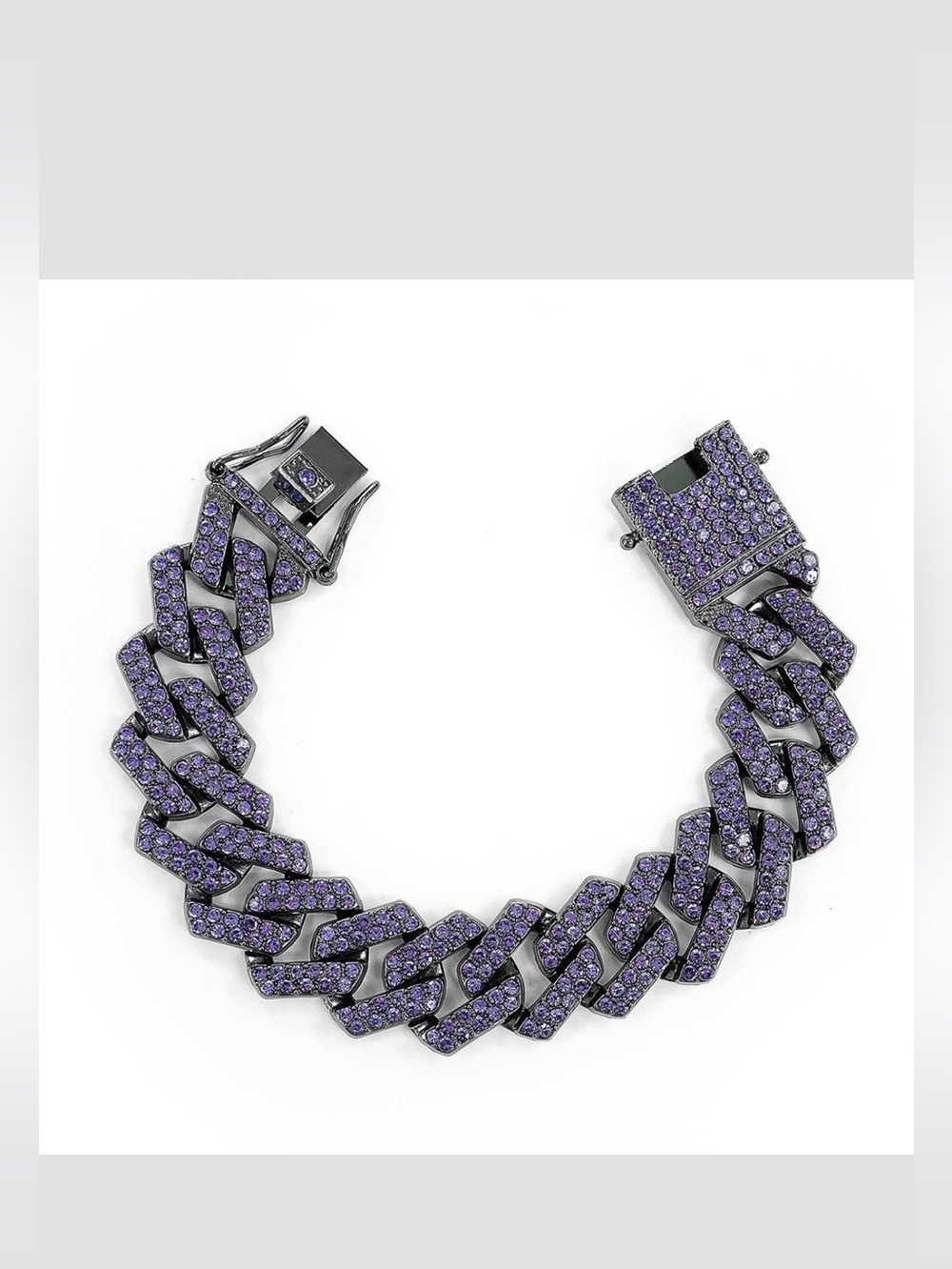 Invicta Elements Men’s Purple Pavé Rhinestone Cuban Link Bracelet 9” NWT Dustbag